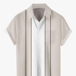 Stylish Beige and White Striped Men's Shirt